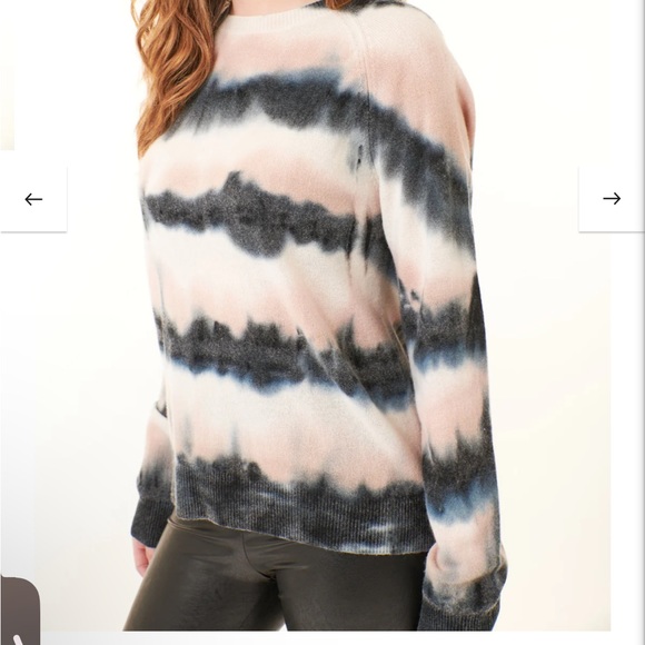 Crush cashmere striped tie dye sweater, black and light pink